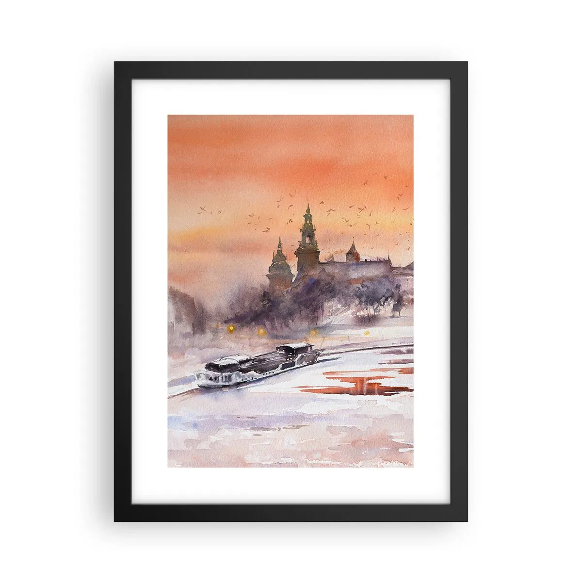 Plagát v čiernom ráme - Kráľovský západ slnka - 30x40 cm