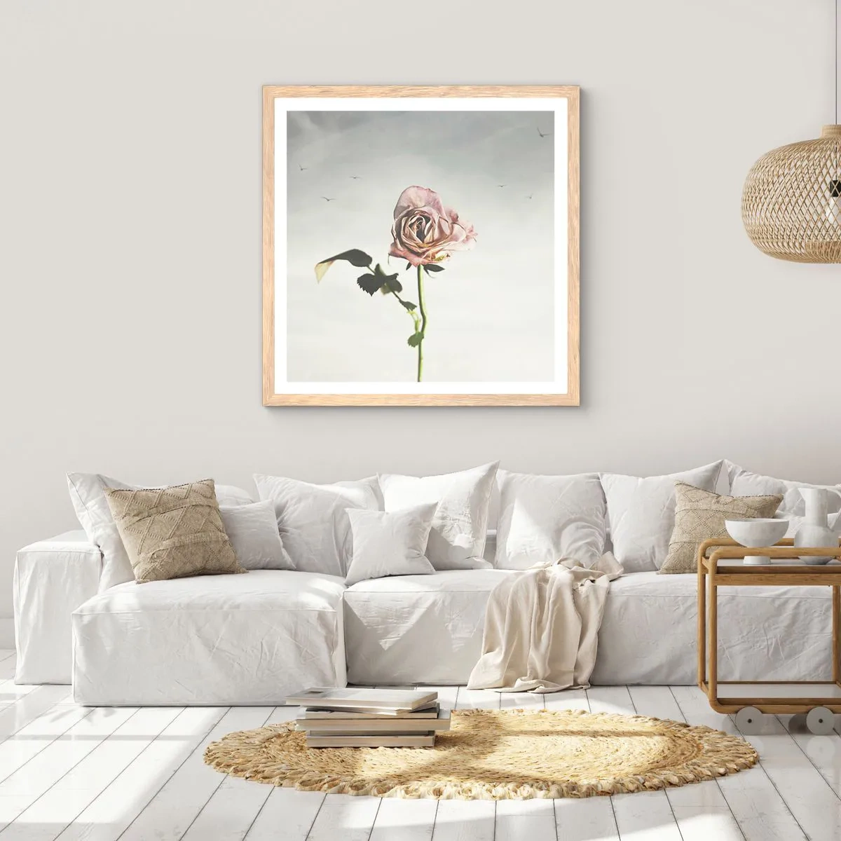 Plagát v ráme zo svetlého duba - Vítanie jari - 50x50 cm