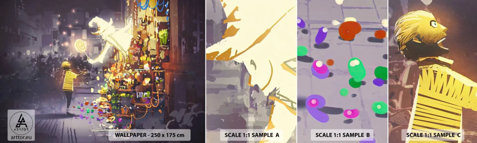 Vzorka samolepiacej fototapety Deluxe Sticker - Kúzla existujú - Abstrakcia, Fantázia, Pre deti - 100x30 cm