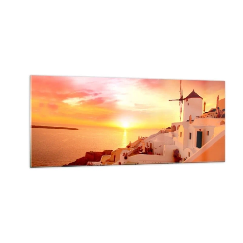 Obraz na skle - Rozplynúť sa v bielej a zlatej - 100x40 cm