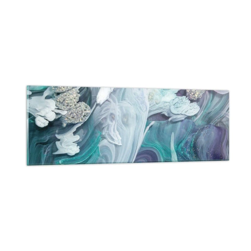 Obraz na skle - Prúdy modrej - 90x30 cm