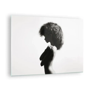 Obraz na skle - Nahá žena v kontrastnom čiernobielom svetle - 70x50cm - Ako kvetina na štíhlej stonke - Moderná nástenná dekorácia do obývacej izby a spálne ARTTOR