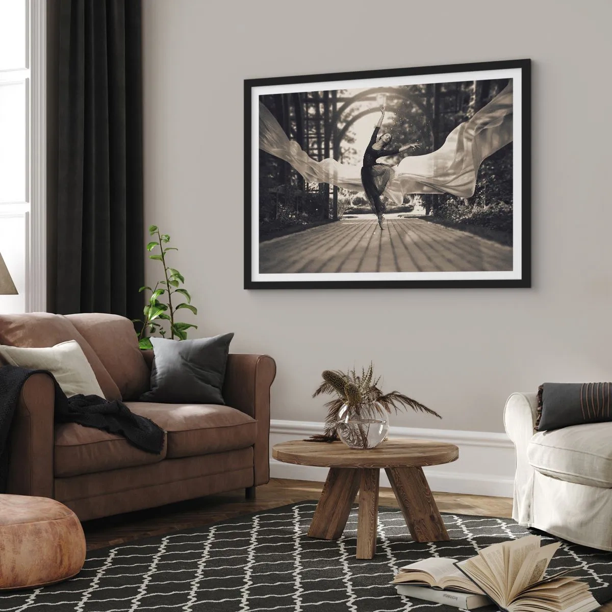 Plagát v čiernom ráme - Tanec ducha záhrady - 91x61 cm