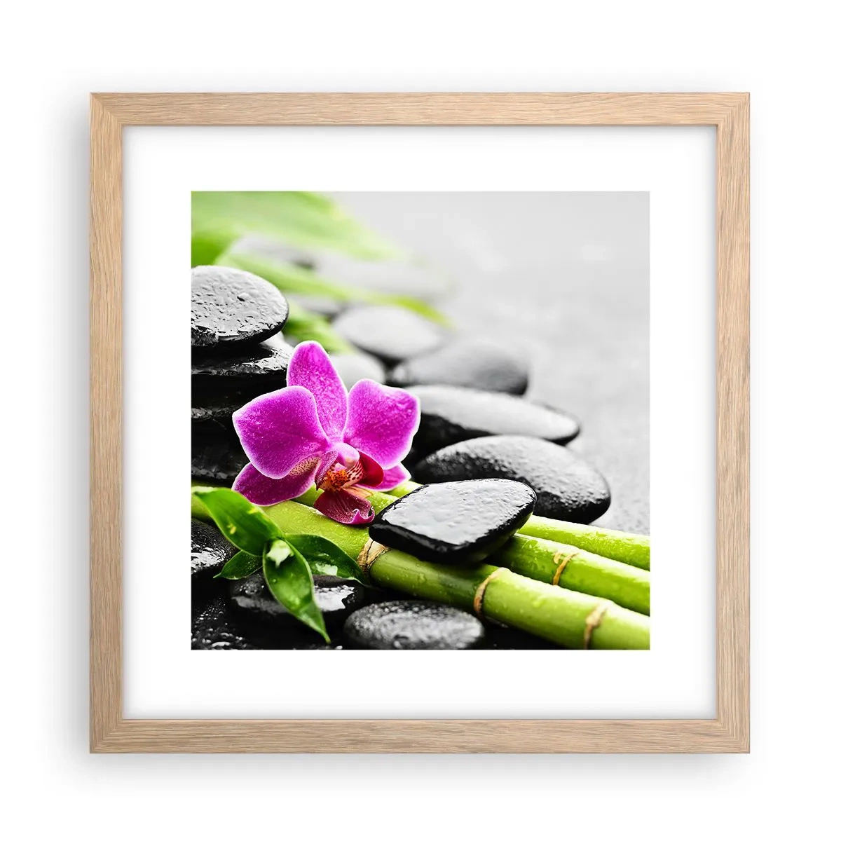 Plagát v ráme zo svetlého duba - V pokojnej rovnováhe - 30x30 cm