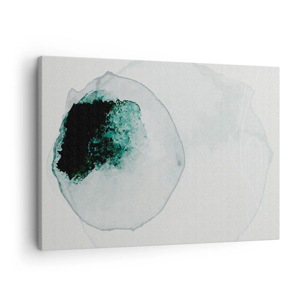 Obraz na plátne - Abstraktná kvapka vody s odtieňmi zelenej a čiernej - 70x50cm - V kvapke vody - Moderná nástenná dekorácia do obývacej izby a spálne ARTTOR