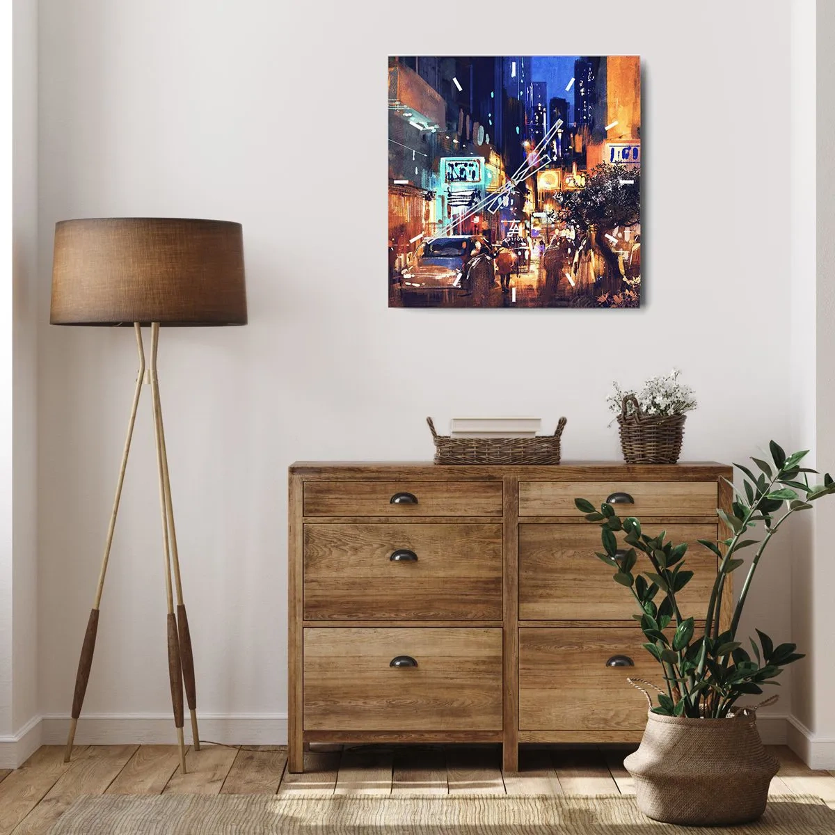 Nástenné hodiny - A mesto nespí - 40x40 cm