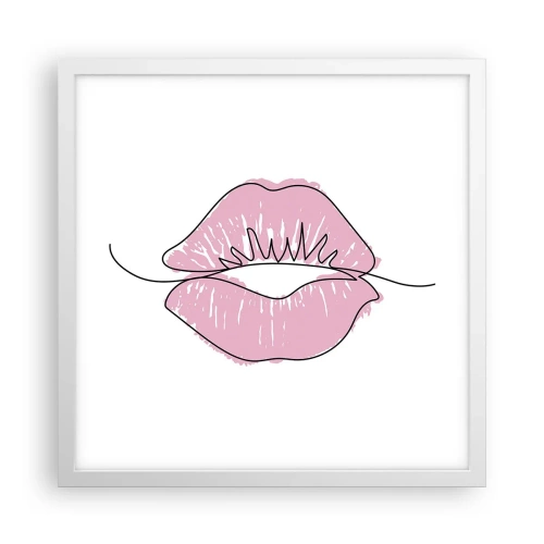Plagát v bielom ráme - Si pripravený na bozk? - 40x40 cm