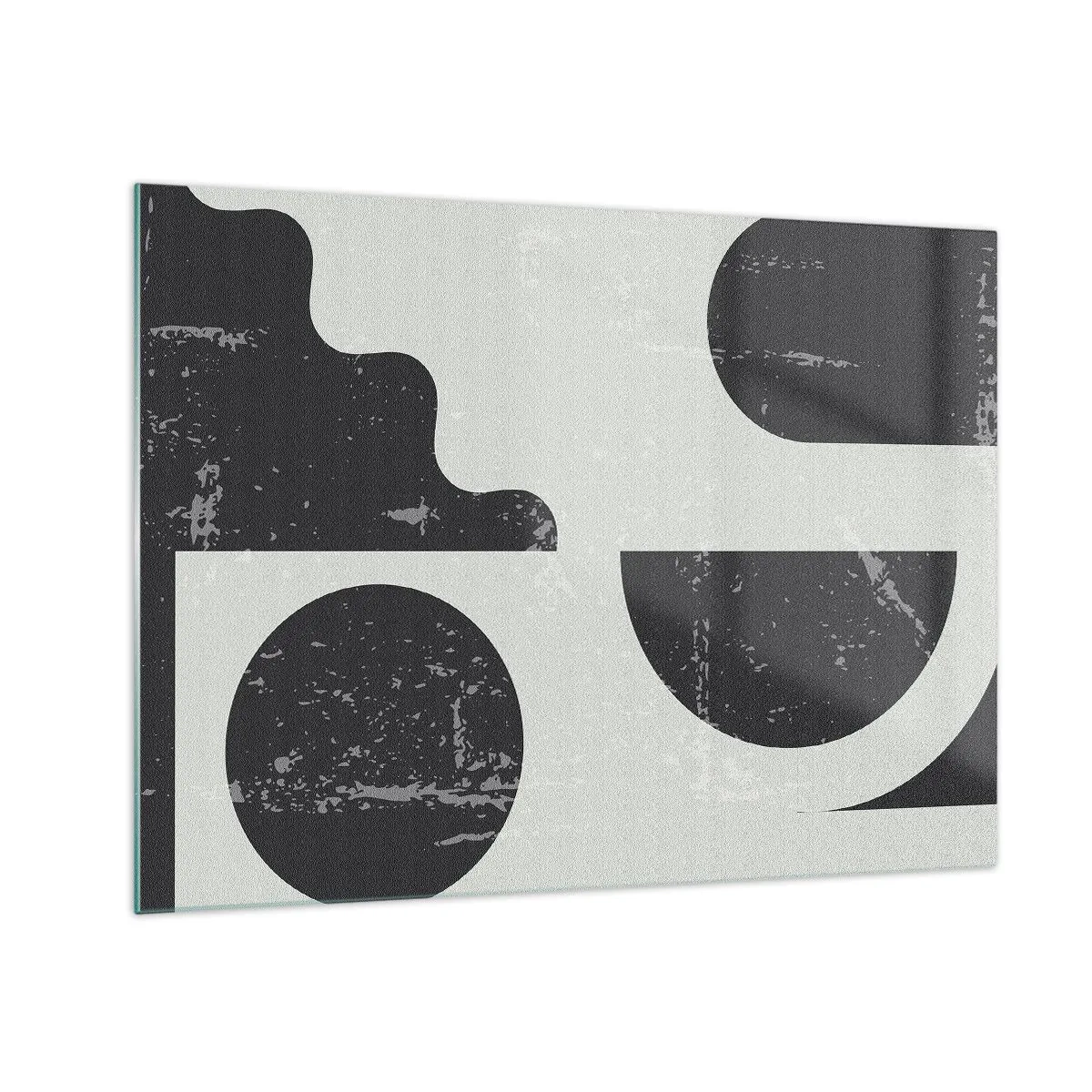 Obraz na skle - Abstraktná geometrická grafika s odreninami - 70x50cm - Kompozícia nad a pod - Moderná nástenná dekorácia do obývacej izby a spálne ARTTOR