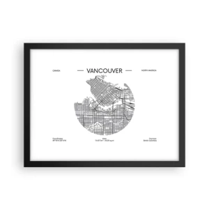 Plagát v čiernom ráme - Anatómia Vancouveru - 40x30 cm