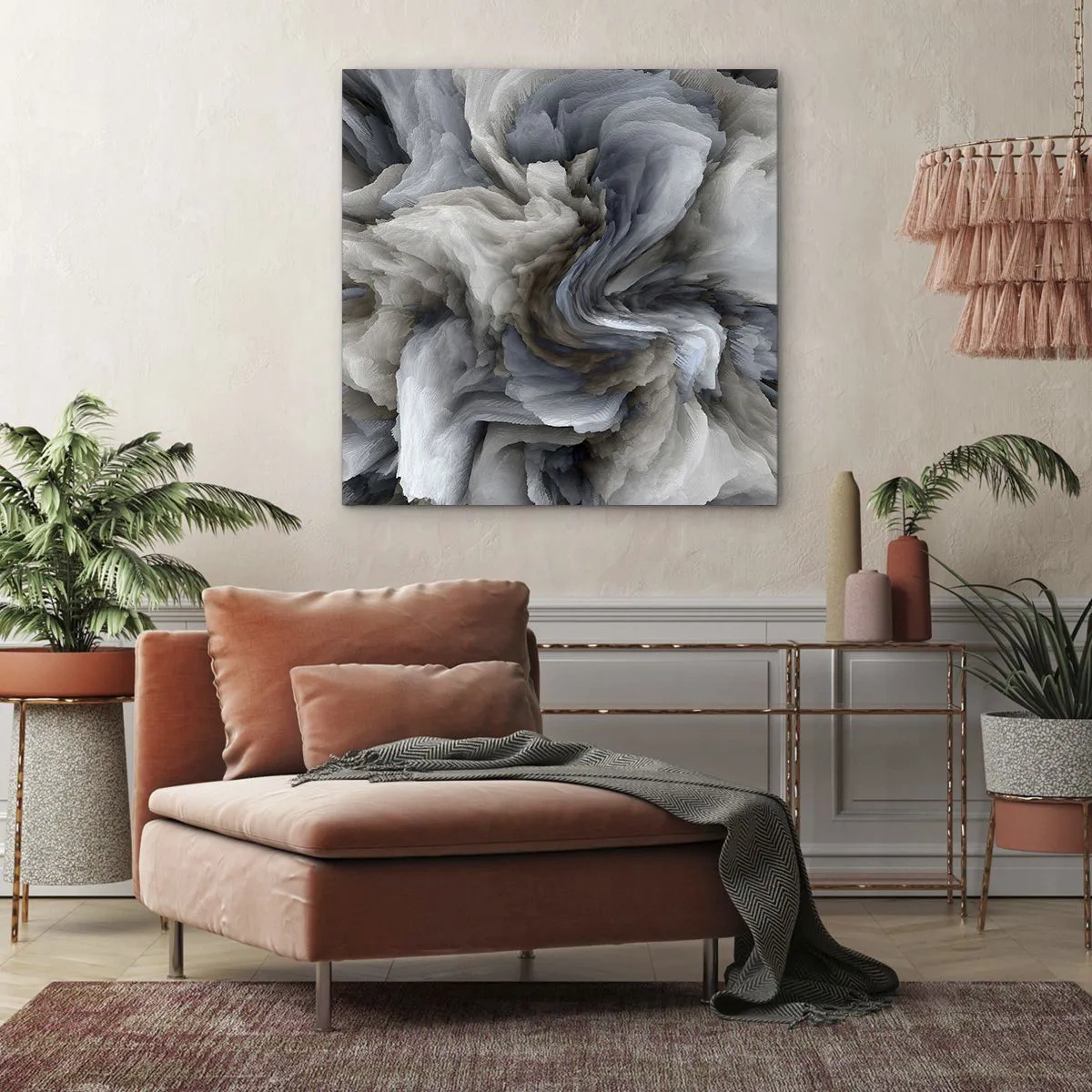 Obraz na plátne - Kameň a kvet - 60x60 cm