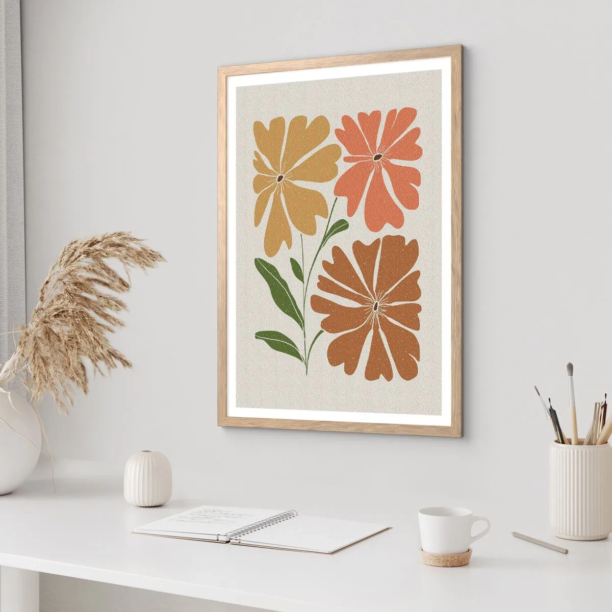 Plagát v ráme zo svetlého duba - Príroda a geometria - 70x100 cm