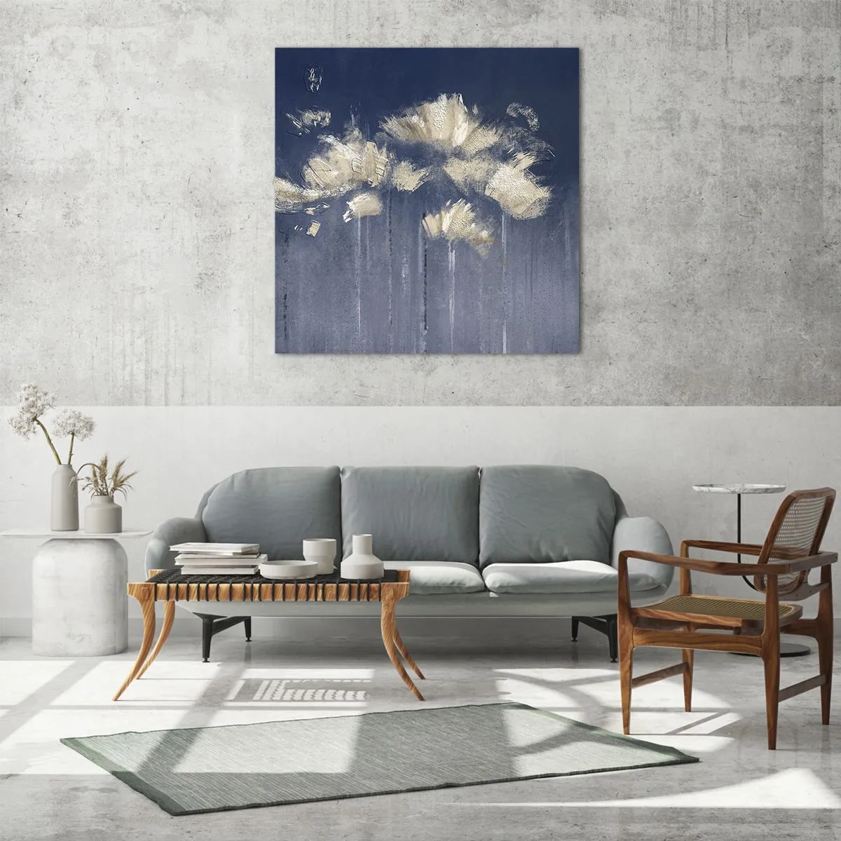 Obraz na skle - Ako okvetné lístky vo vetre - 70x70 cm