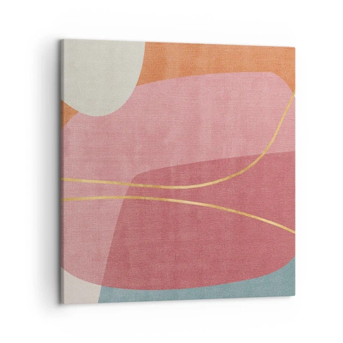 Obraz na plátne - Pastelová kompozícia so zlatou niťou - 50x50 cm