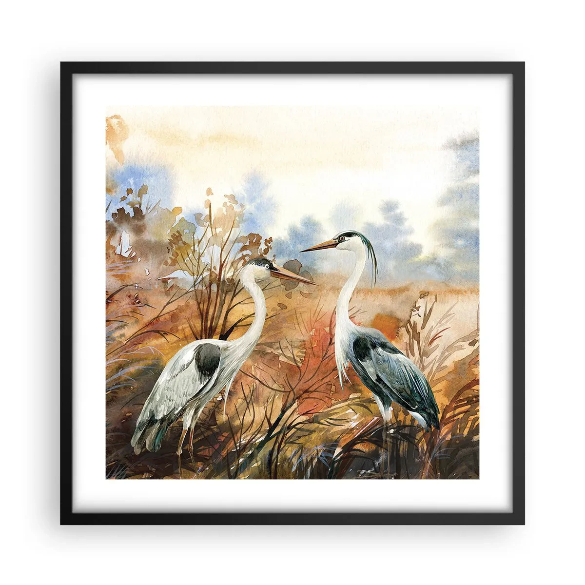 Plagát v čiernom ráme - Kam na jeseň? - 50x50 cm