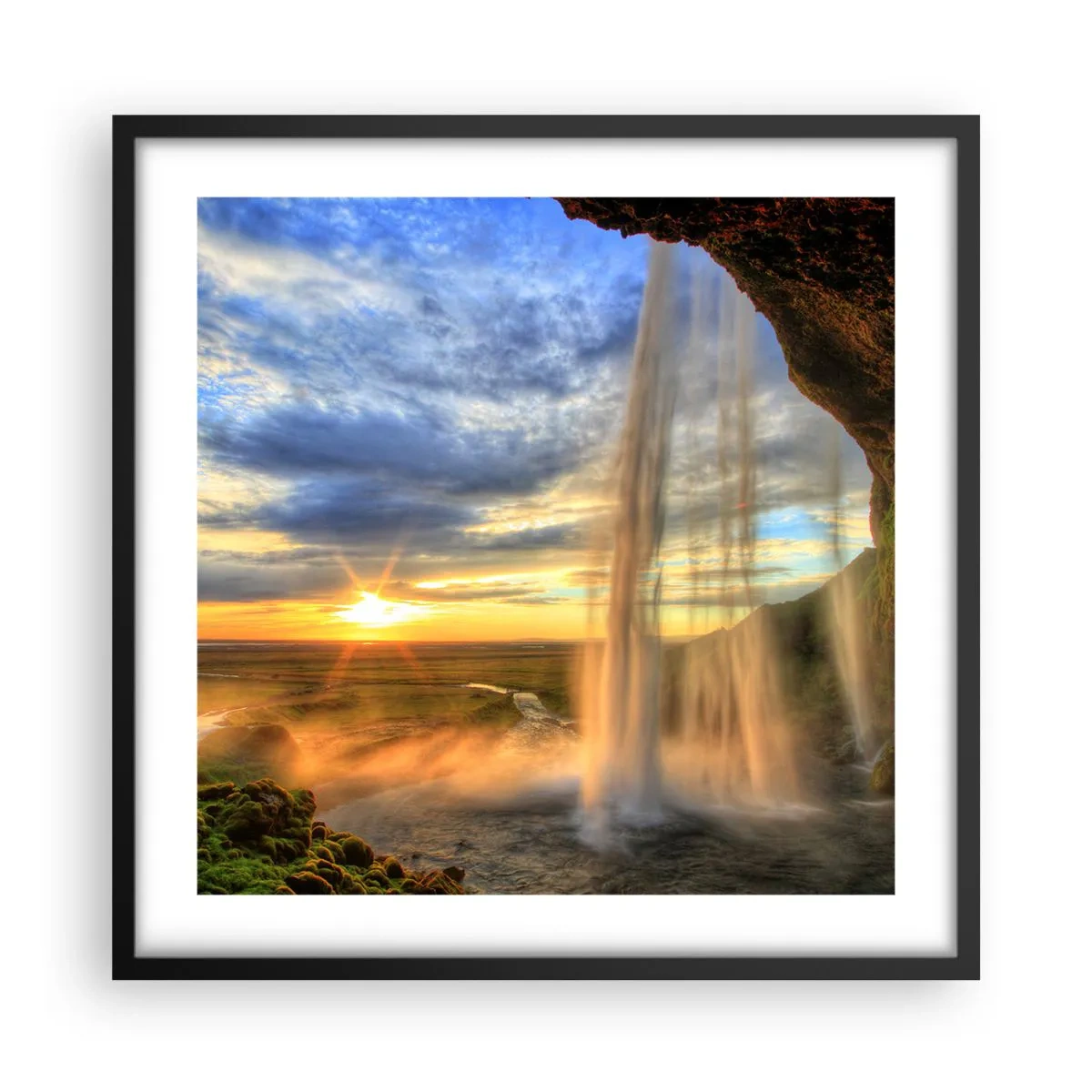 Plagát v čiernom ráme - Svet za závojom kvapiek - 50x50 cm