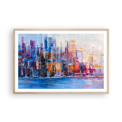 Plagát v ráme zo svetlého duba - Radostná metropola - 91x61 cm
