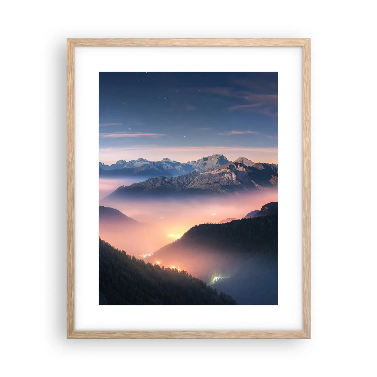 Plagát v ráme zo svetlého duba - Svetlo v údoliach - 40x50 cm