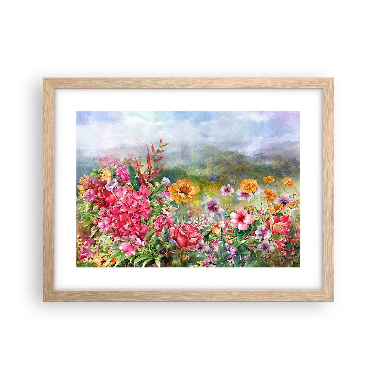 Plagát v ráme zo svetlého duba - Záhrada, ktorá sa zbláznila - 40x30 cm