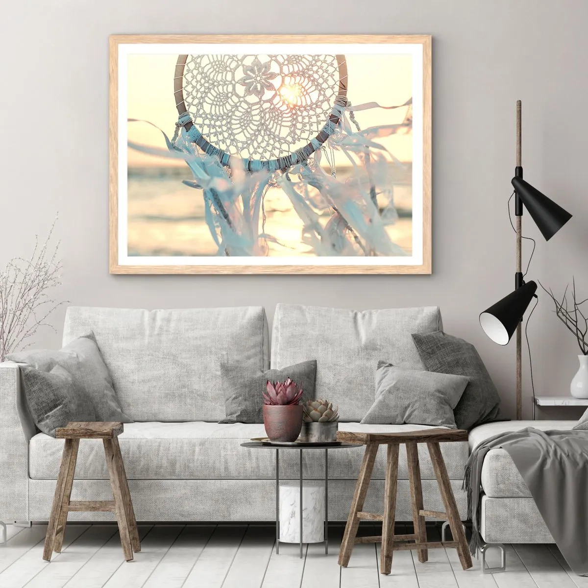 Plagát v ráme zo svetlého duba - Čipkový totem - 50x40 cm
