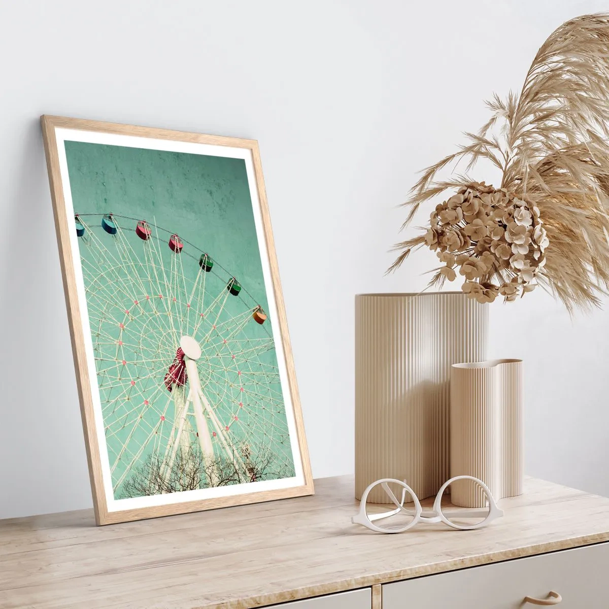 Plagát v ráme zo svetlého duba - Pozývame vás na zábavu - 61x91 cm