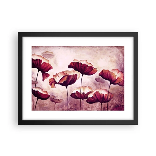 Plagát v čiernom ráme - Červený a biely plátok - 40x30 cm