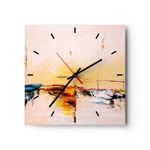 Nástenné hodiny - Večer v prístave - 30x30 cm