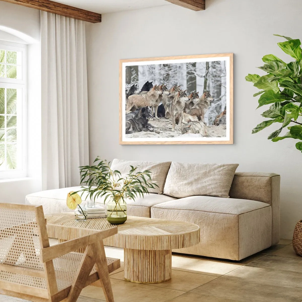 Plagát v ráme zo svetlého duba - Rodina a priatelia - 40x30 cm