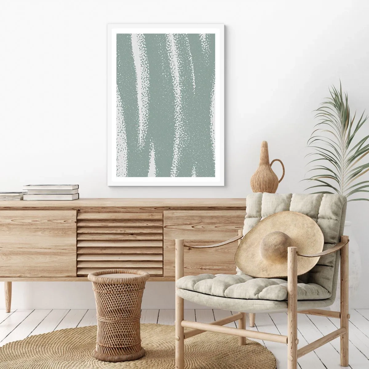 Plagát v bielom ráme - Abstrakcia v zimnom štýle - 40x50 cm