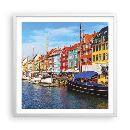 Plagát v bielom ráme - Radostné nábrežie - 60x60 cm