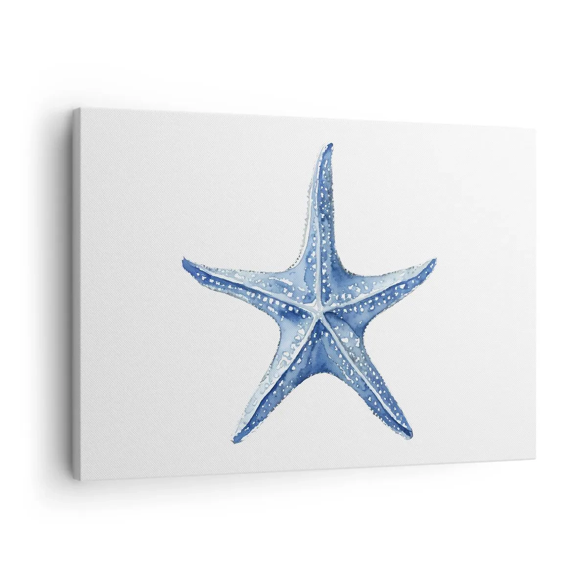 Obraz na plátne - Modrá hviezdica na bielom pozadí v minimalistickom štýle - 70x50cm - Hviezda mora - Moderná nástenná dekorácia do obývacej izby a spálne ARTTOR