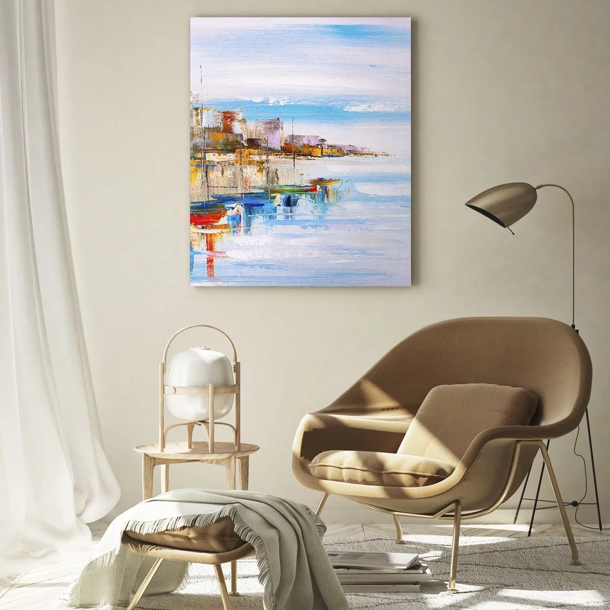Obraz na skle - Viacfarebný mestský prístav - 50x70 cm