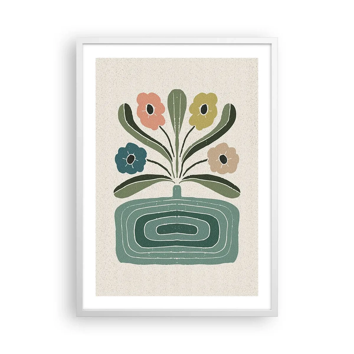 Plagát v bielom ráme - Symetrická kytica - 50x70 cm