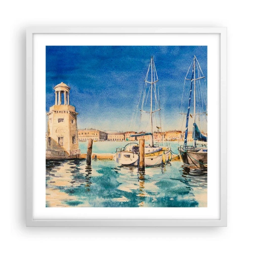 Plagát v bielom ráme - Slnečná lagúna - 50x50 cm