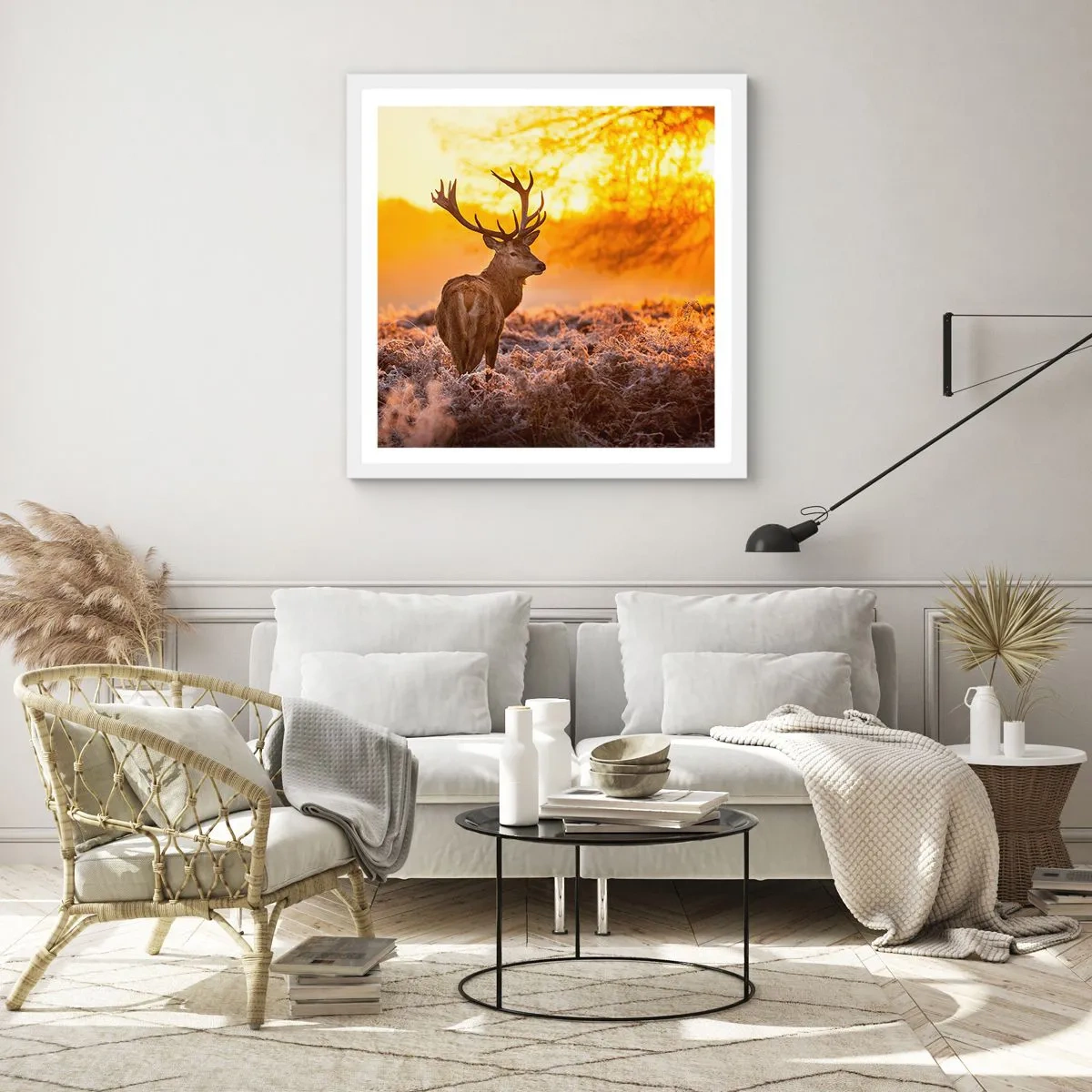 Plagát v bielom ráme - Kráľ jesenného lesa - 50x50 cm