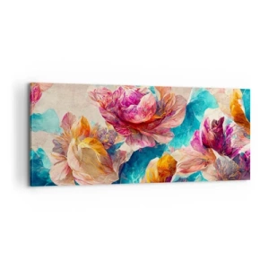 Obraz na plátne - Farebné bohatstvo kytice - 100x40 cm