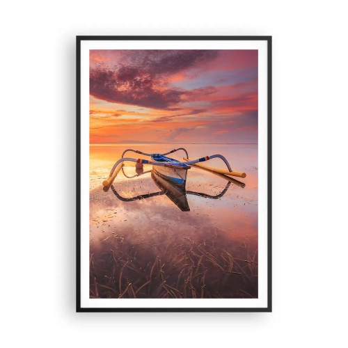 Plagát v čiernom ráme - Pokoj tropického večera - 70x100 cm