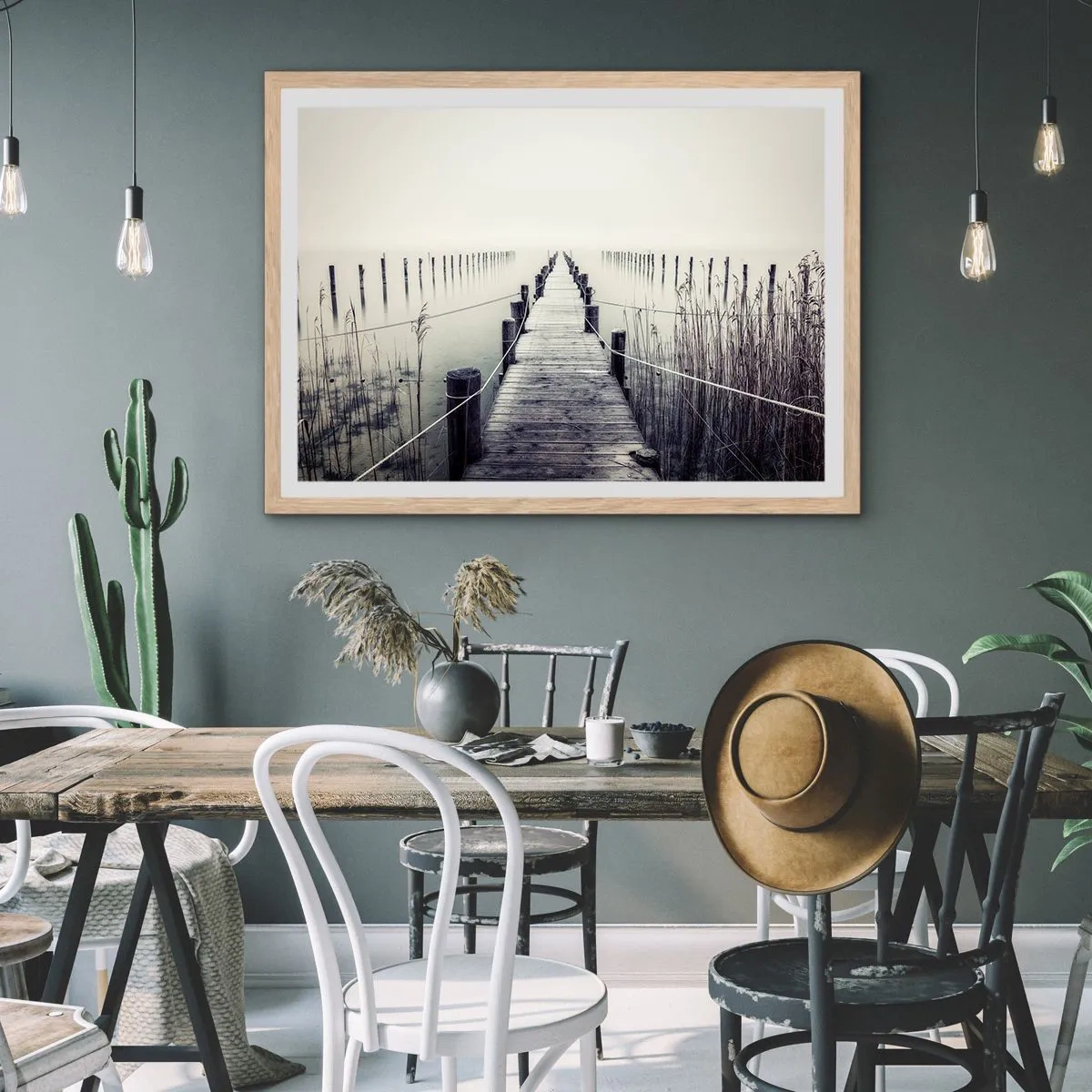 Plagát v ráme zo svetlého duba - Ponor sa do pokoja - 40x30 cm