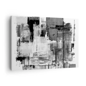 Obraz na plátne - Abstraktná kompozícia v čiernej, bielej a sivej farbe - 70x50cm - Sivé je krásne - Moderná nástenná dekorácia do obývacej izby a spálne ARTTOR