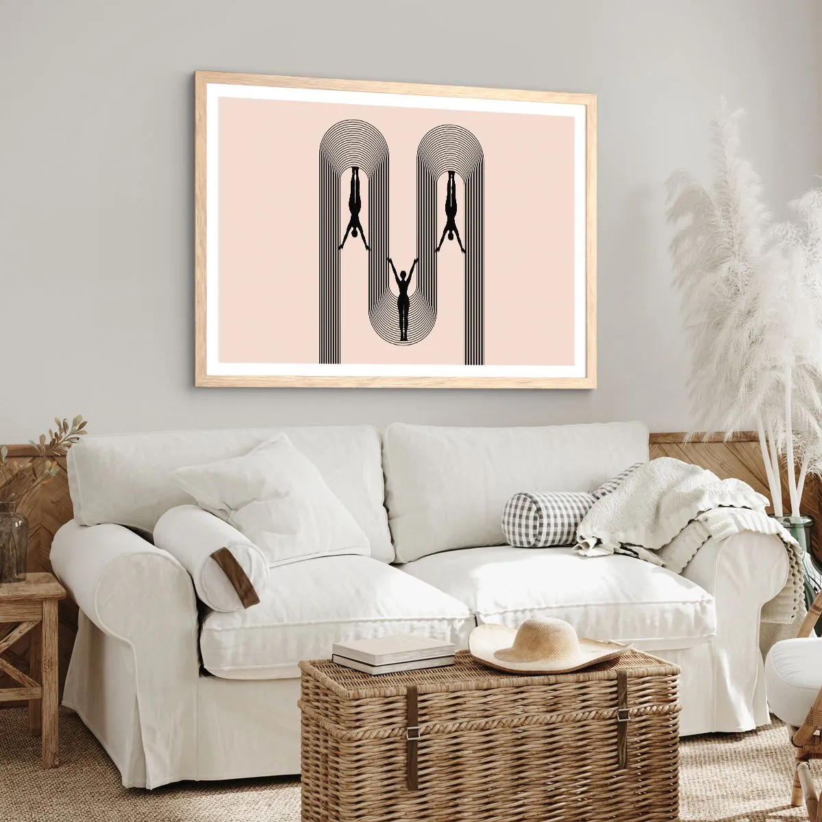 Plagát v ráme zo svetlého duba - Hore nohami - 40x30 cm