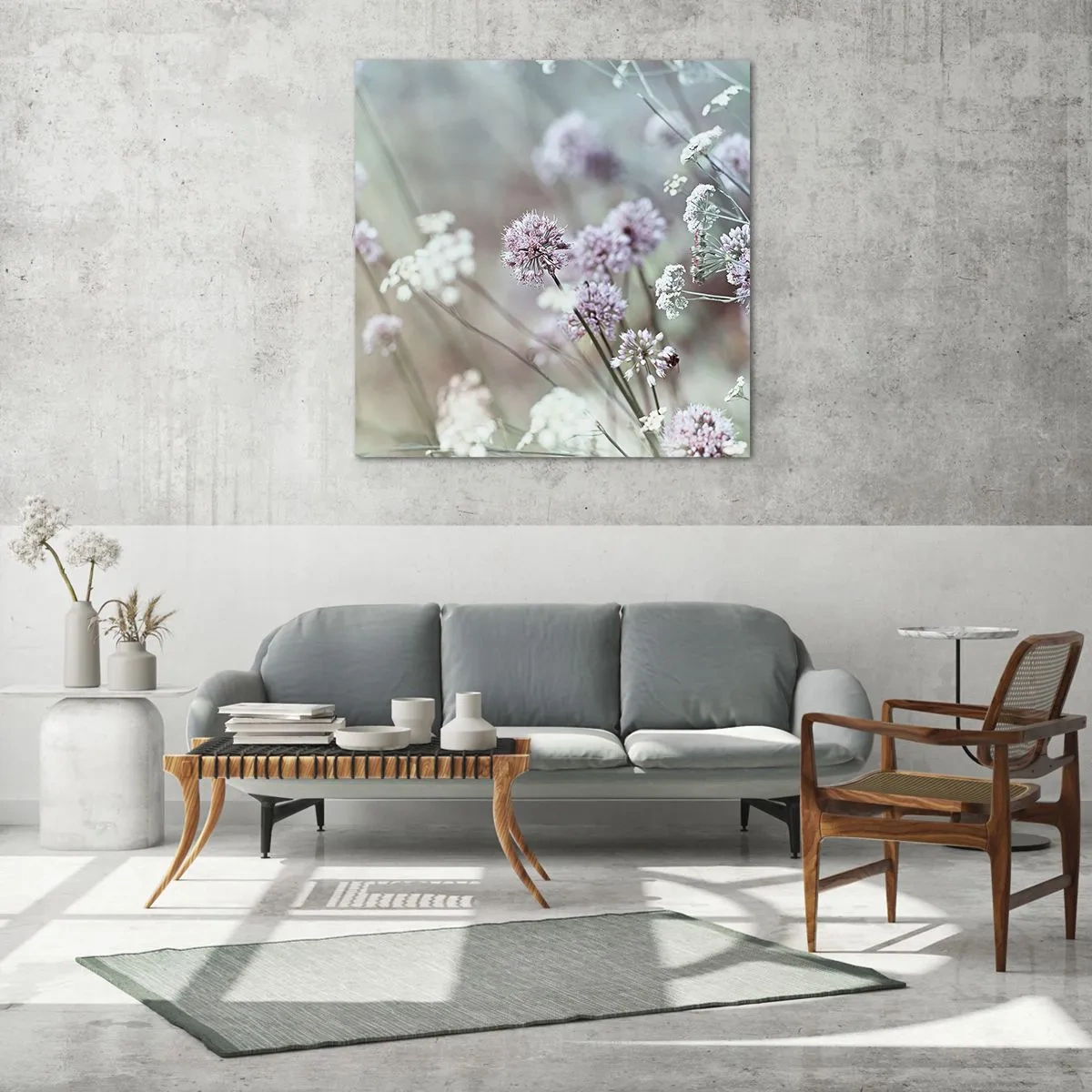 Obraz na skle - Sladké filigrány byliniek - 50x50 cm