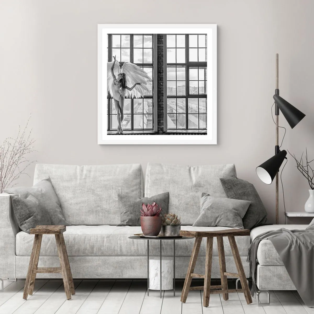 Plagát v bielom ráme - Mesto anjelov? - 30x30 cm