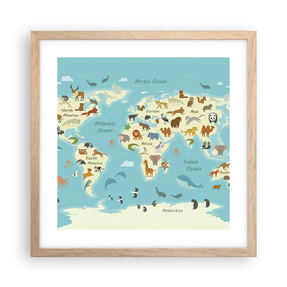 Plagát v ráme zo svetlého duba - Dobrí susedia - 40x40 cm