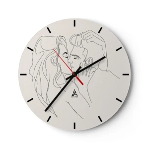 Nástenné hodiny - Minimalistická karikatúra zamilovaného páru - 30x30cm - Zamotaní citom - Moderná nástenná dekorácia do obývacej izby, kuchyne a spálne ARTTOR