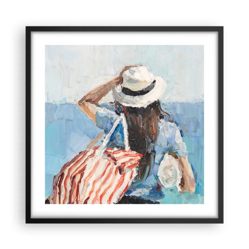 Plagát v čiernom ráme - Vitaj na dovolenke - 50x50 cm