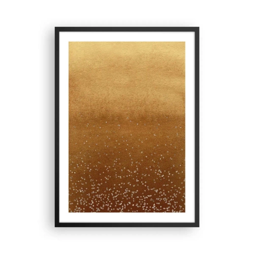 Plagát v čiernom ráme - Zlatý prechod s drobnými trblietavými prvkami - 50x70cm - Zrodenie svetla - Moderná nástenná dekorácia do obývacej izby a spálne ARTTOR