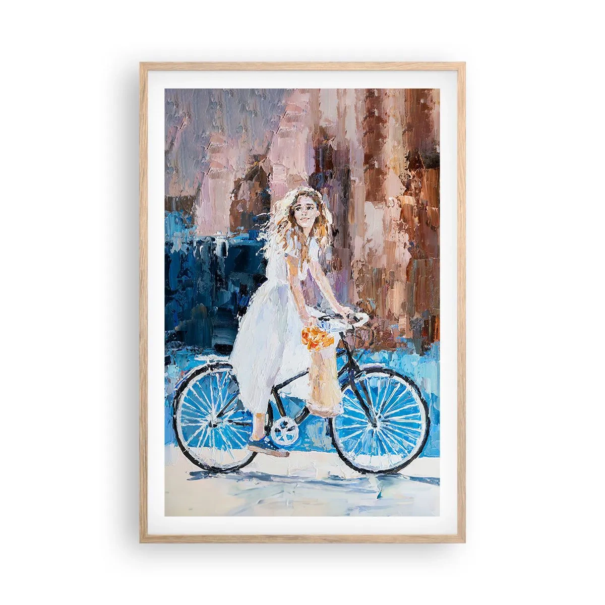 Plagát v ráme zo svetlého duba - Ranná radosť - 61x91 cm