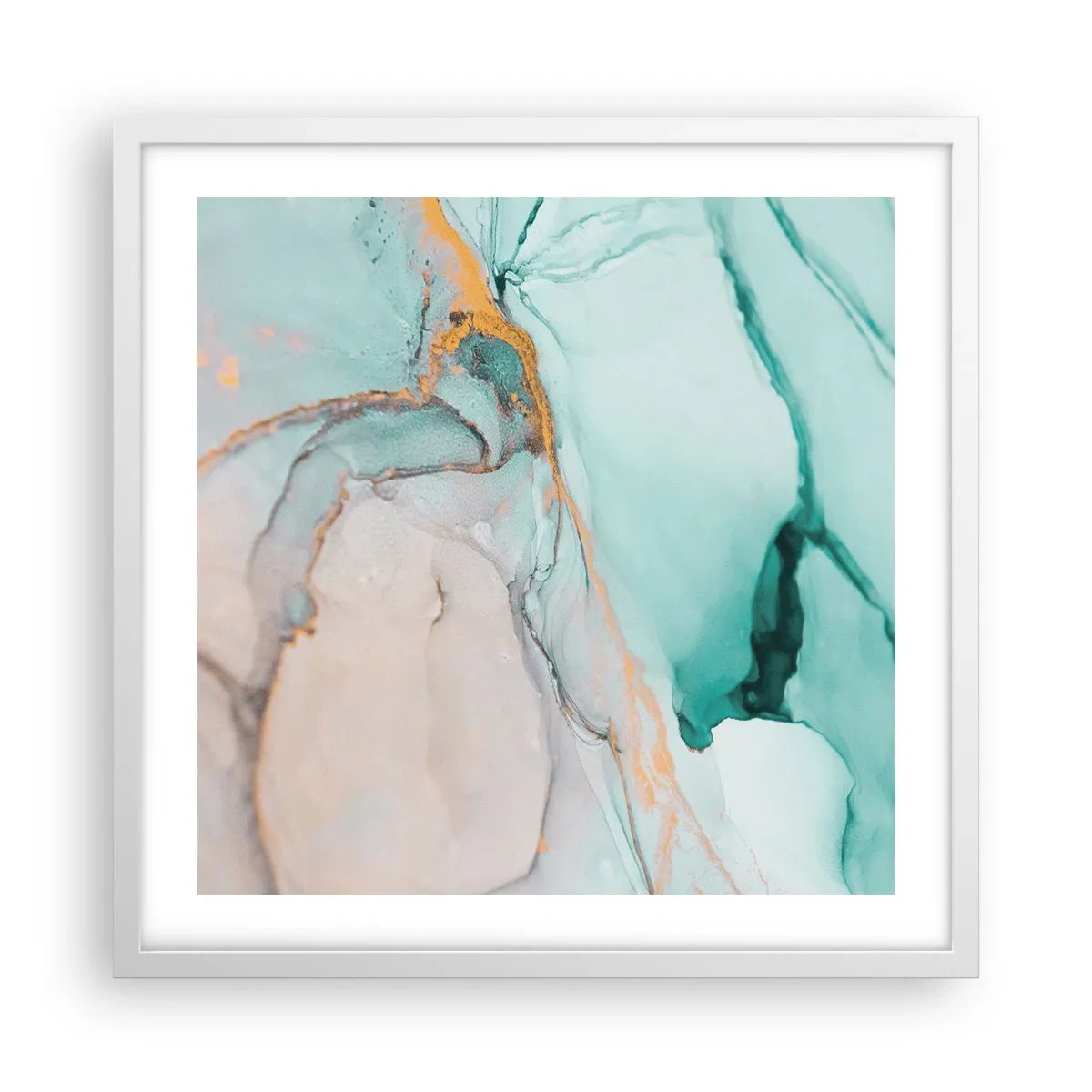 Plagát v bielom ráme - Tanec tvarov a farieb - 50x50 cm