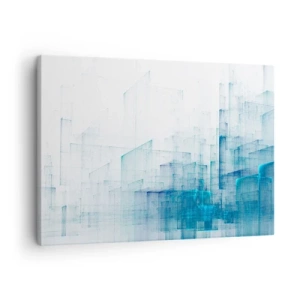 Obraz na plátne - Abstraktné geometrické tvary v odtieňoch modrej - 70x50cm - Ako sa stal priestor - Moderná nástenná dekorácia do obývacej izby a spálne ARTTOR