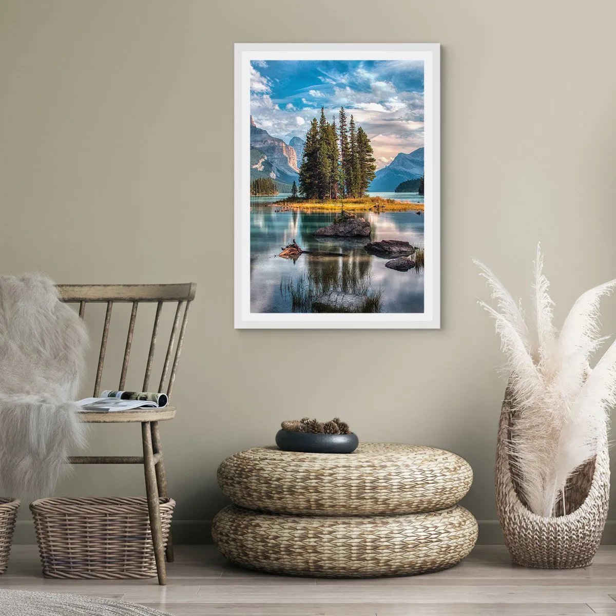 Plagát v bielom ráme - Pri veľkej a čistej vode… - 30x40 cm