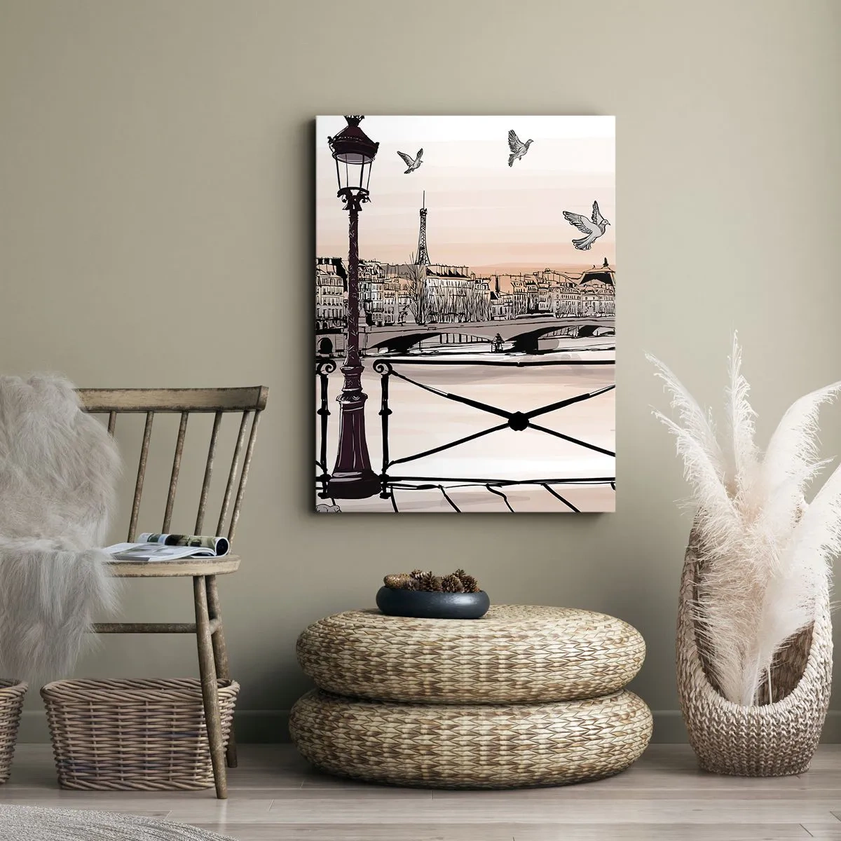 Obraz na plátne - Nad strechami Paríža - 50x70 cm